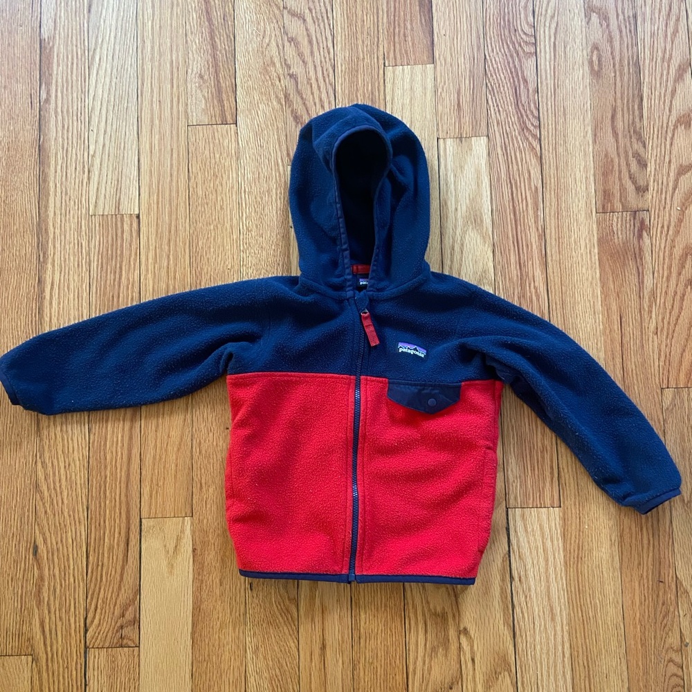 Patagonia - Toddler Blue Red Micro D Snap-T Fleece Jacket - Sz 2T